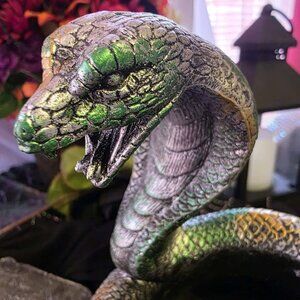 Iridescent Coiled Serpent Snake pot - Gothic/ Halloween Home Decor